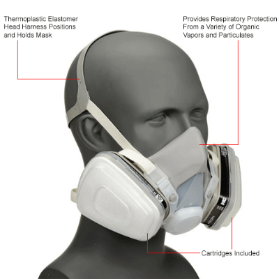 3M Half Mask Respirator, Medium, Autobody, Powder Coating, Painting, Vapor Protection, Respirator Protection, OSHA
