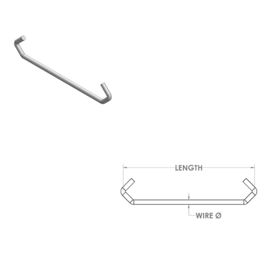 0.076” Dia x 7.00” L  (V Hook) (500ct) - Creative Coating Solutions