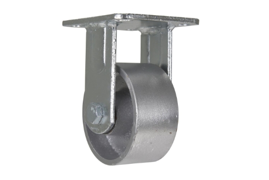 Cast iron steel rigid caster 4 inch diameter 2 inch width 1102 lb capacity zinc plated