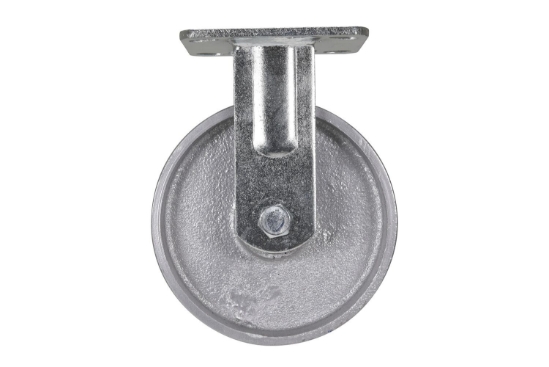Cast iron steel rigid caster 6 inch diameter 2 inch width 1543 lb capacity zinc plated