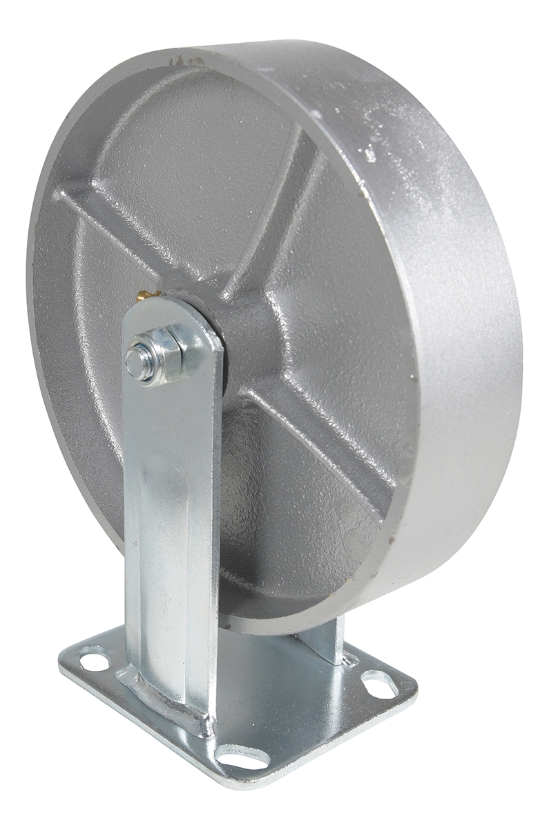 Cast iron steel rigid caster 8 inch diameter 2 inch width 1760 lb capacity zinc plated