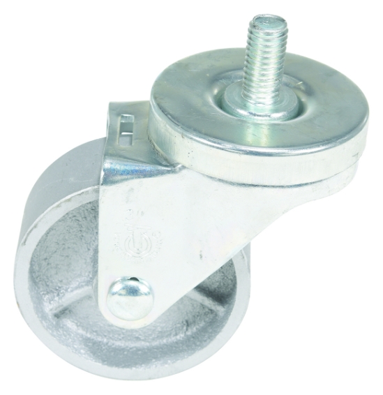 Cast iron stem swivel caster 3 inch diameter 1 inch width 350 lb capacity threaded stem