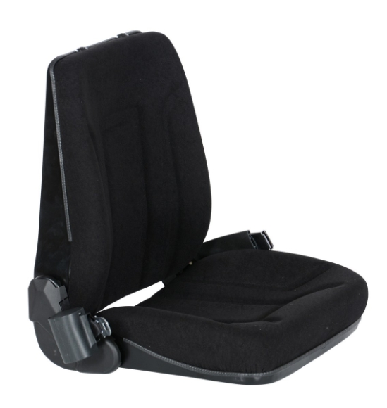 Cloth deluxe fork truck seat with seat belt 4.5 x 4.5 x 4 inch low profile universal mount