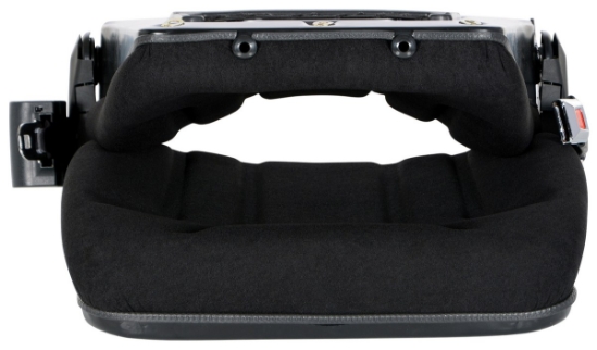 Cloth deluxe fork truck seat with seat belt 4.5 x 4.5 x 4 inch low profile universal mount