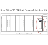 Cross flow paint booth personnel side door kit with white powder coated finish and viewing window