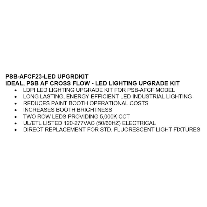 Cross flow paint spray booth LED lighting upgrade kit replacing fluorescent fixtures
