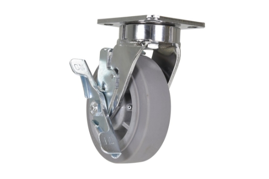 Duratek thermoplastic rubber swivel brake caster 6 inch diameter 2 inch width 600 lb