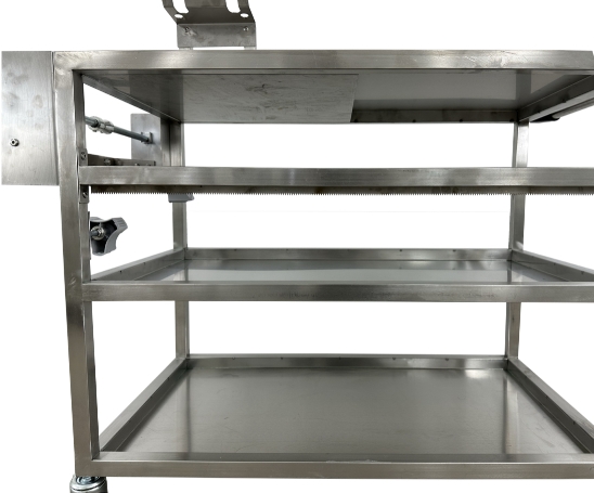 Paint storage mixing table and dispenser stainless steel with spray gun holders and casters
