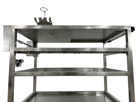 Paint storage mixing table and dispenser stainless steel with spray gun holders and casters