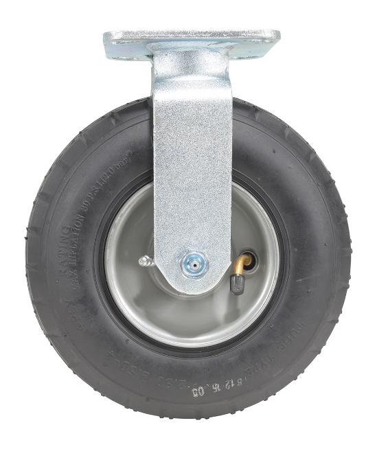 Pneumatic rigid caster 8 inch diameter 3 inch width 250 lb capacity black gray