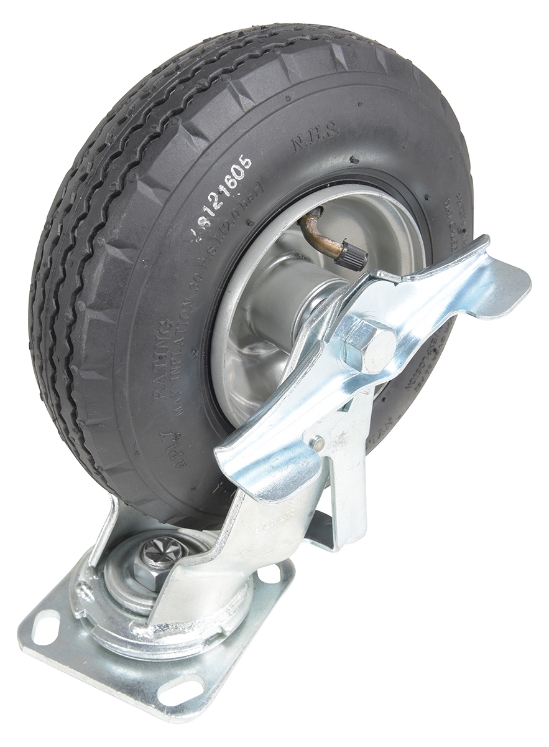 Pneumatic swivel with brake caster 8 inch diameter 3 inch width 250 lb capacity