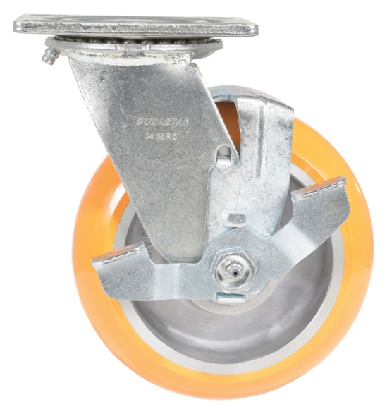 Polyurethane swivel caster with brake 6 inch 2 inch 1250 lb capacity non-marking