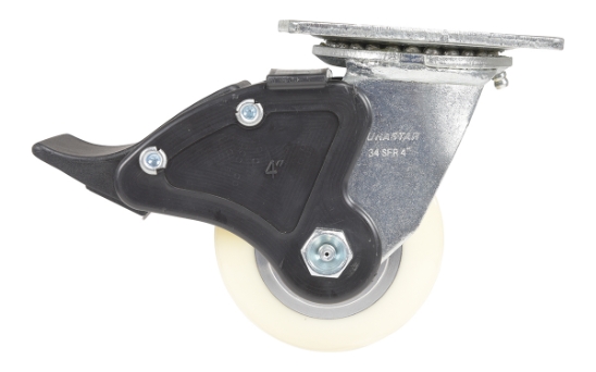Polyurethane total brake swivel caster 4 inch 2 inch 900 lb capacity non-marking