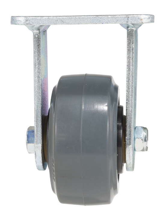 Rubber rigid caster 4 inch diameter 2 inch width 551 lb capacity dark gray non-marking