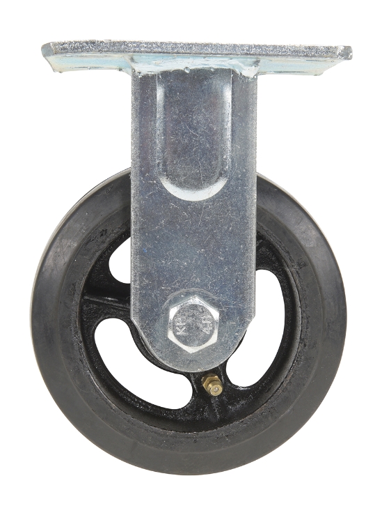 Rubber rigid caster 5 inch diameter 2 inch width 440 lb capacity aluminum core