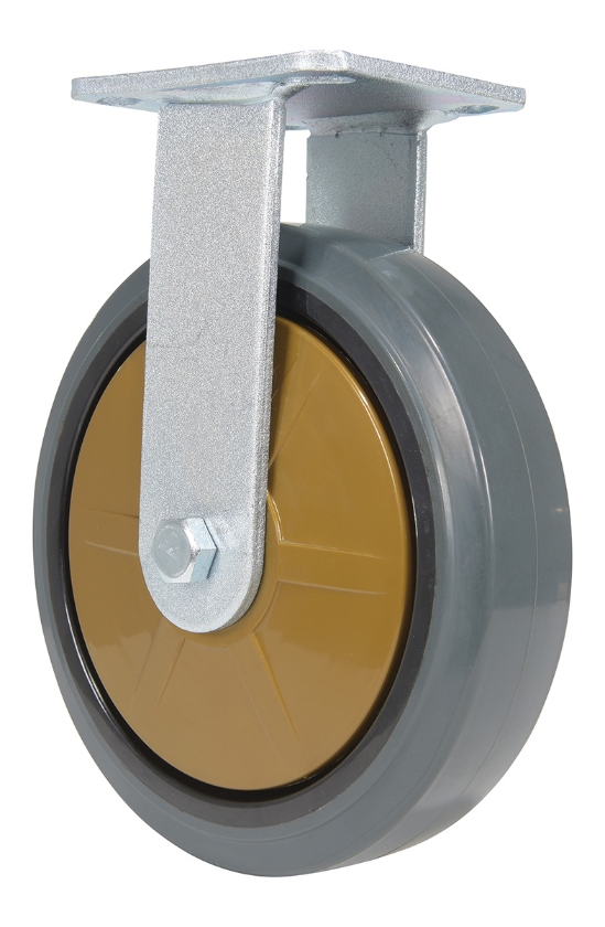 Rubber rigid caster 8 inch diameter 2 inch width 881 lb capacity dark gray non-marking