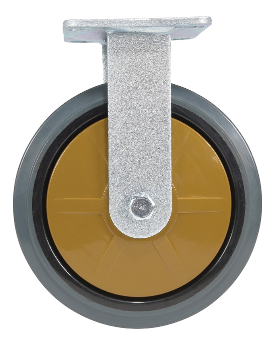 Rubber rigid caster 8 inch diameter 2 inch width 881 lb capacity dark gray non-marking