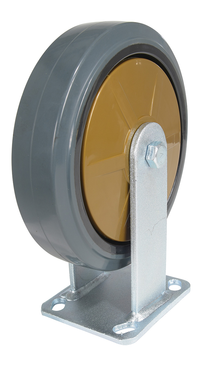 Rubber rigid caster 8 inch diameter 2 inch width 881 lb capacity dark gray non-marking