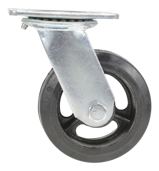 Rubber swivel caster 5 inch diameter 2 inch width 440 lb capacity aluminum core