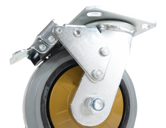Rubber swivel with total brake caster 6 inch diameter 2 inch width 771 lb capacity