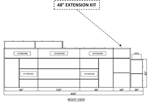 Semi downdraft and side downdraft paint booth 48 inch extension panel kit