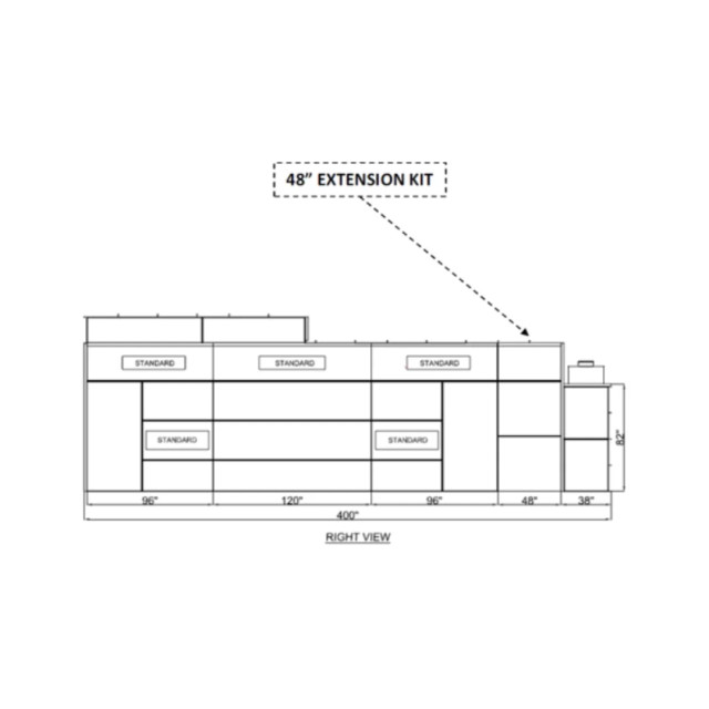 Semi downdraft and side downdraft paint booth 48 inch extension panel kit