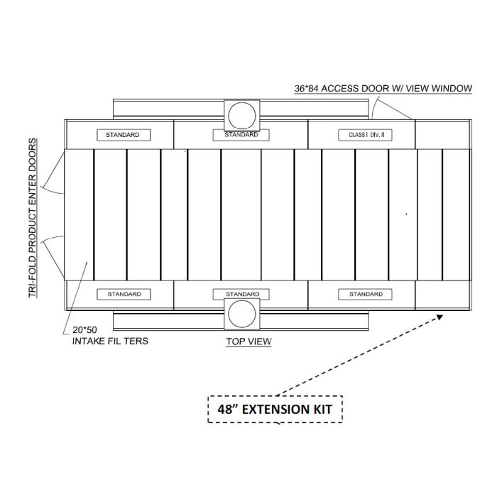Semi downdraft and side downdraft paint booth 48 inch extension panel kit