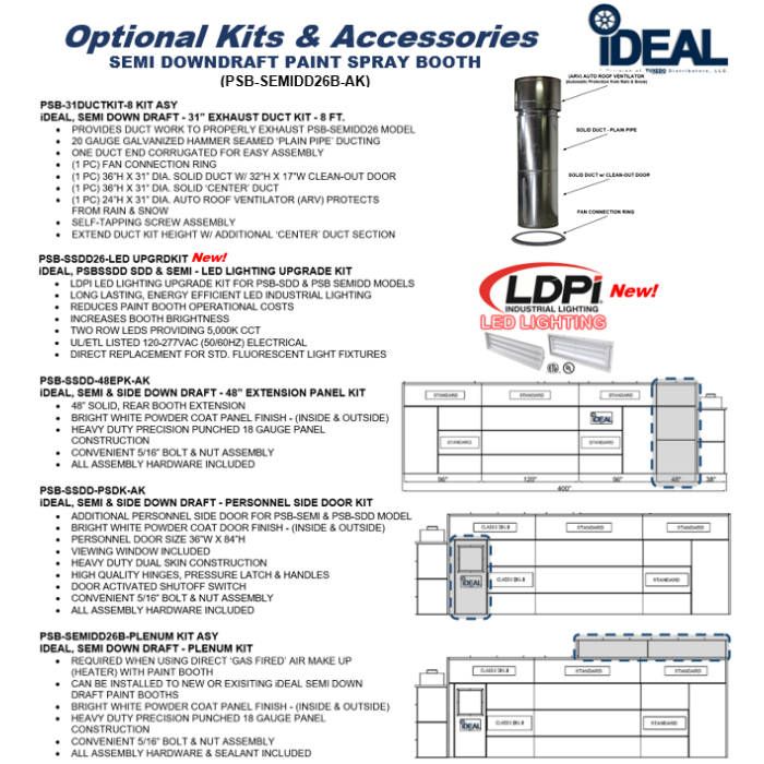 Semi downdraft and side downdraft paint booth 48 inch extension panel kit