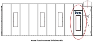 Semi downdraft and side downdraft paint booth personnel side door kit with viewing window