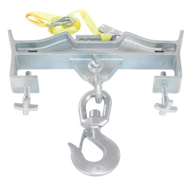 Steel double swivel hoist hook for fork truck 3 x 23 x 21.625 inch 10000 lb capacity zinc plated