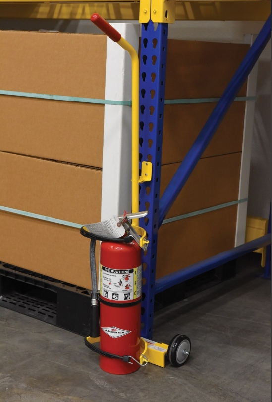 Steel fire extinguisher carrier 100 lb capacity welded construction powder coat finish