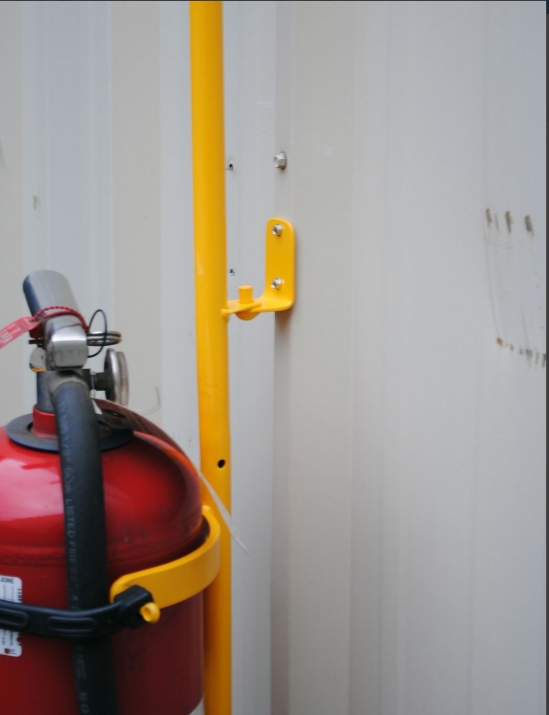 Steel fire extinguisher carrier 100 lb capacity welded construction powder coat finish