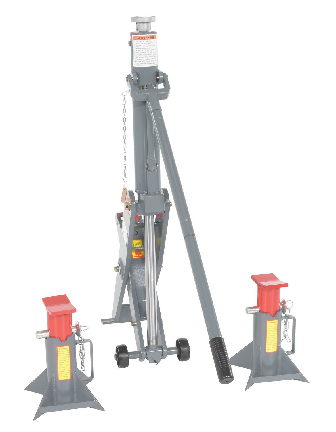 Steel manual hydraulic fork truck jack 29 x 10 x 26 inch 15000 lb capacity gray powder coated