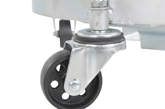 Steel quad drum dolly with handle 1200 lb capacity for 5 gallon pails and 55 gallon drums