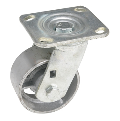 Cast iron swivel caster 4 inch diameter 2 inch width 700 lb capacity with zerk fitting