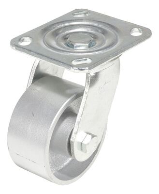 Cast iron steel swivel caster 4 inch diameter 2 inch width 1102 lb capacity zinc plated