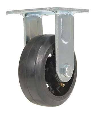 Rubber rigid caster 5 inch diameter 2 inch width 440 lb capacity aluminum core