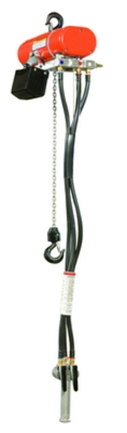 Steel air powered chain hoist 10 ft lift 1000 lb capacity orange finish
