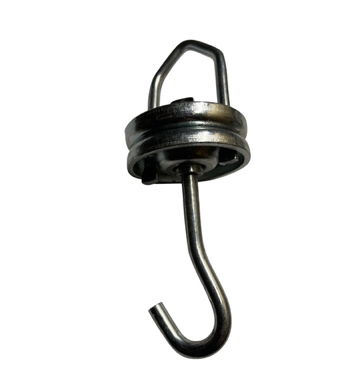 Swivel V powder coat hook 200 lb capacity 1000 degree rated steel ball bearing