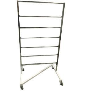 Economy Powder Coat Hook Storage Rack - Large, 7-Bar, Mobile