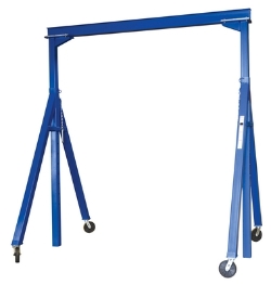 Steel adjustable height gantry crane 10 ft wide 16 ft height 2000 lb capacity