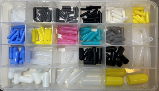 Upgraded silicone cap starter kit 21 sizes 600F rated for powder coating masking