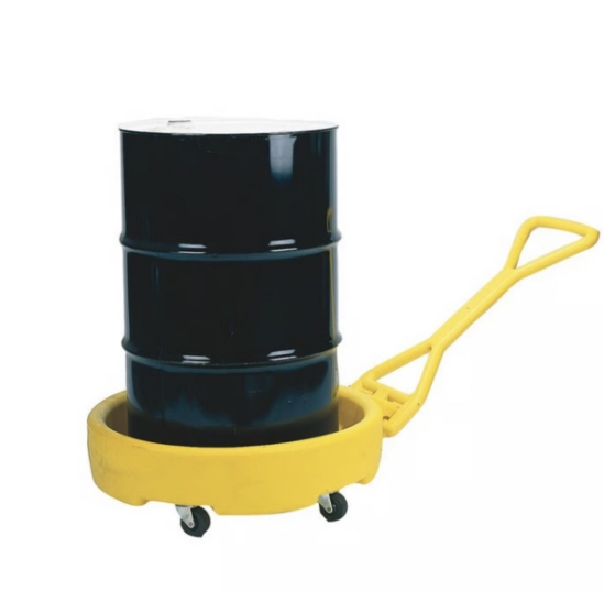 Plastic drum dolly with handle for 30 55 95 gallon drums HDPE 1260 lb capacity locking casters