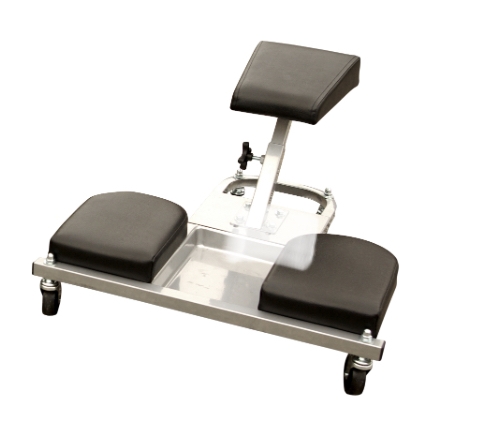 Knee saver work seat with tool tray pneumatic height adjust rolling casters