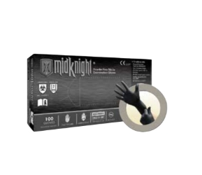 MidKnight MK-296 black nitrile exam gloves fully textured powder free latex free