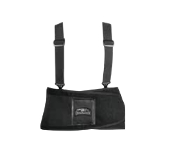 Universal back and abs support belt with suspenders and hook and loop closure