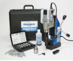 Hougen HMD904 magnetic drill 115V fabricators kit with annular cutters and carrying case