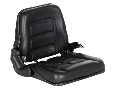 Vinyl fork truck seat with seat belt 19 x 21.5 x 7 inch low profile universal mount