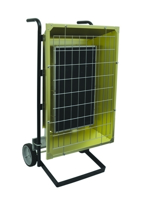 Steel portable electric infrared heater 4.3 KW 240 volts 3 phase on hand cart